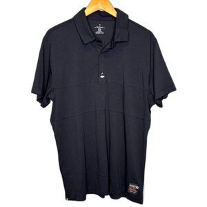 Mens Fabletics 24-7 Panel Black Polo Shirt Golf Tennis Pickleball Stretch Large